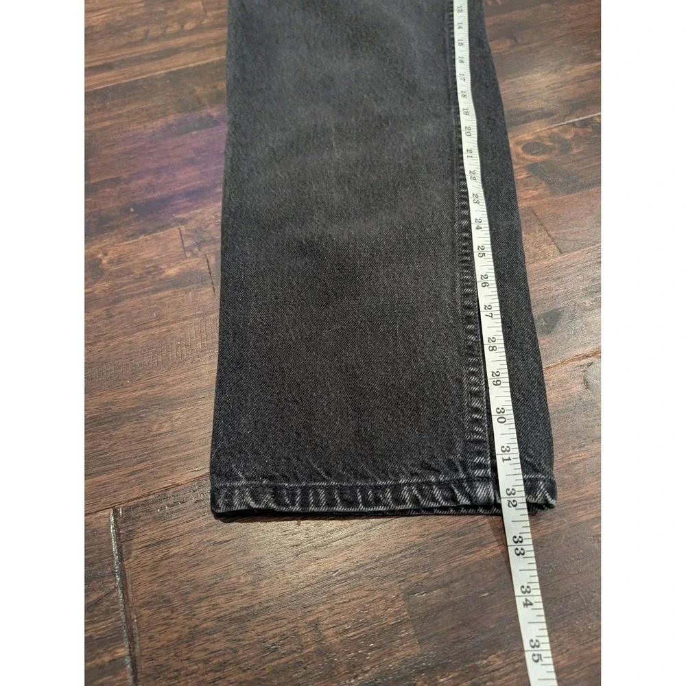 Vintage Black Denim Jeans Mens 33x32 Black Straight Leg Zip Fly‎ Made in USA 90s